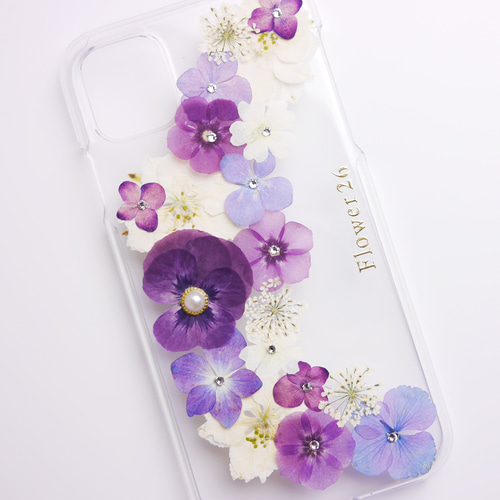 紫ビオラ押し花スマホケース＊ スマホケース・カバー Tina,s LIFE