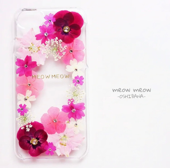 赤ビオラ押し花スマホケース iPhoneケース・カバー SHIRONEKO*iPhone15 