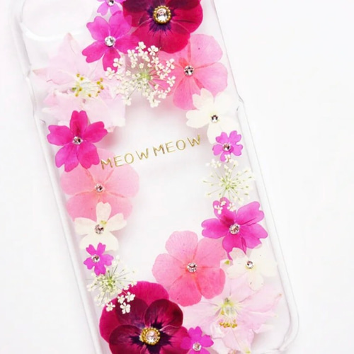 ❁*.゜*·ビオラ＆コデマリの押し花印鑑ケース*·⑅❁ ❁*.゜*·ビオラ