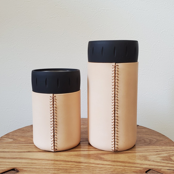 【受注生産】2個セット　サーモス保冷缶ホルダー　カバー　レザー　ヌメ革 5枚目の画像