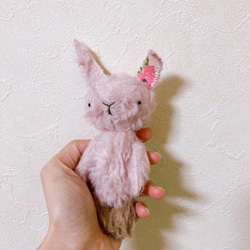 アンティークピンク＊ハンドメイド＊ウサギのぬいぐるみ＊leather＊モヘア＊グラスアイ（検索）テディベア 5枚目の画像