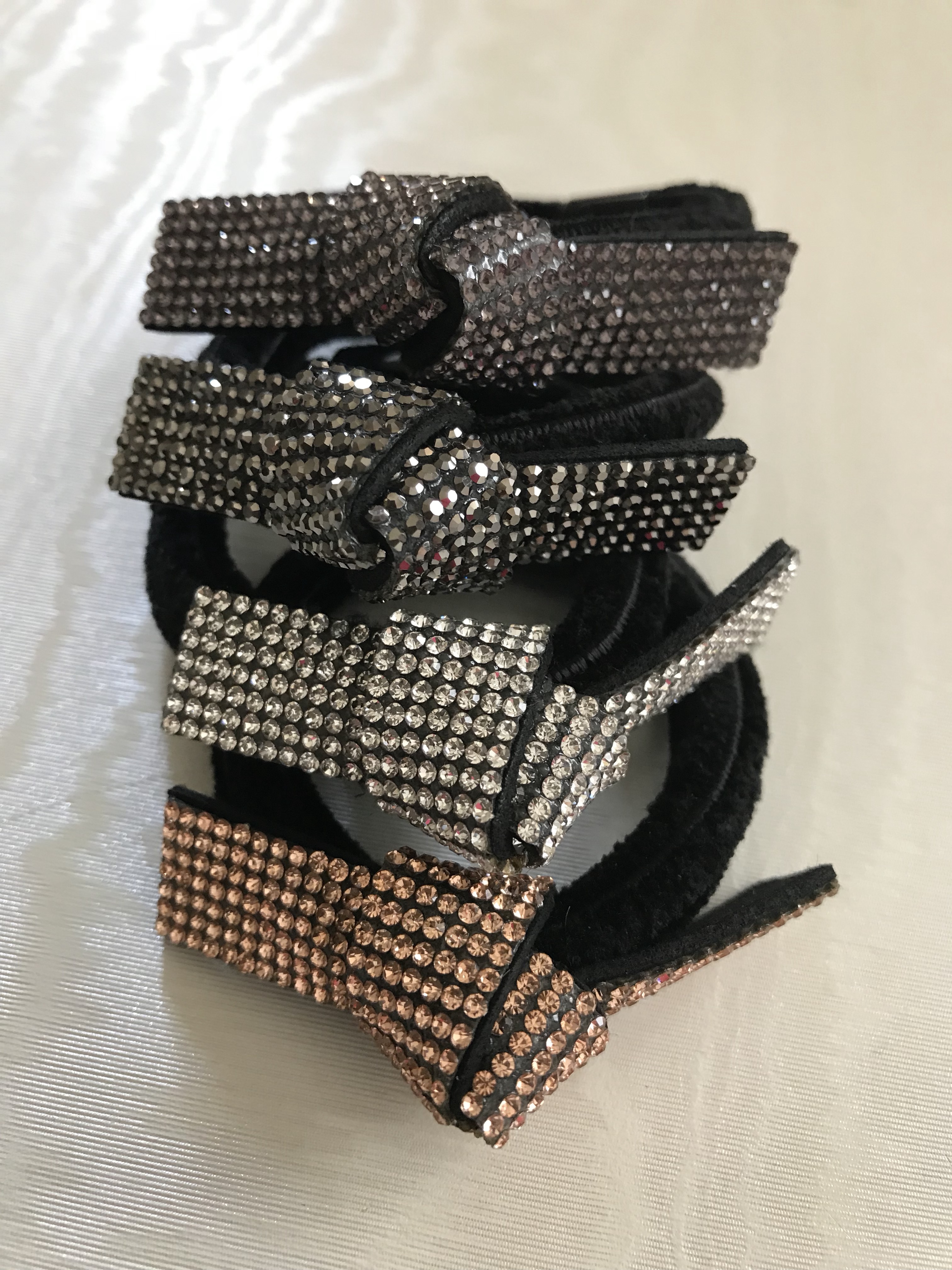 確認　ヘアゴム　ヘアリボン　503　ラインストーン　ネイビー