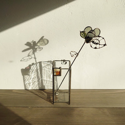 四角パーツの小さな花器・シリンダー付き・クリアー 6枚目の画像