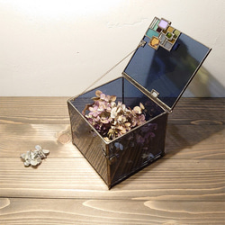 四角デコガラスの箱・大・濃紺 3枚目の画像