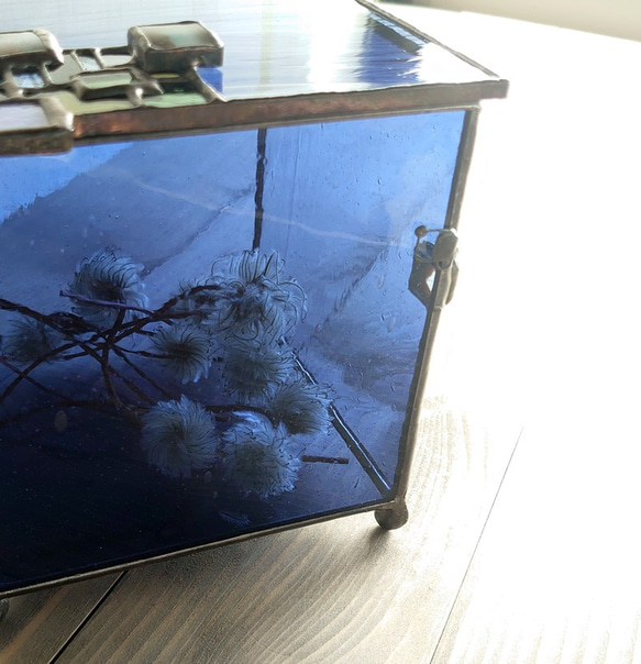 四角デコガラスの箱・大・濃紺 4枚目の画像