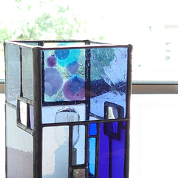 置き型ガラスランプシェード -青系水玉- ・灯具付き 2枚目の画像