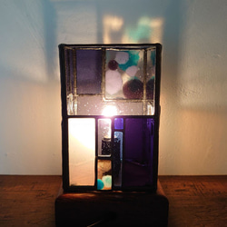 置き型ガラスランプシェード -青系水玉- ・灯具付き 4枚目の画像