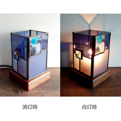 置き型ガラスランプシェード -青系水玉- ・灯具付き 7枚目の画像