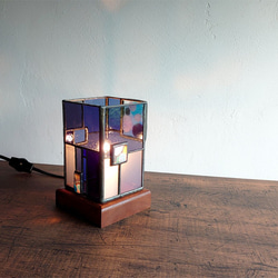 置き型ガラスランプシェード -青系水玉- ・灯具付き 6枚目の画像