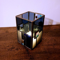 置き型ガラスランプシェード -青系水玉- ・灯具付き 10枚目の画像