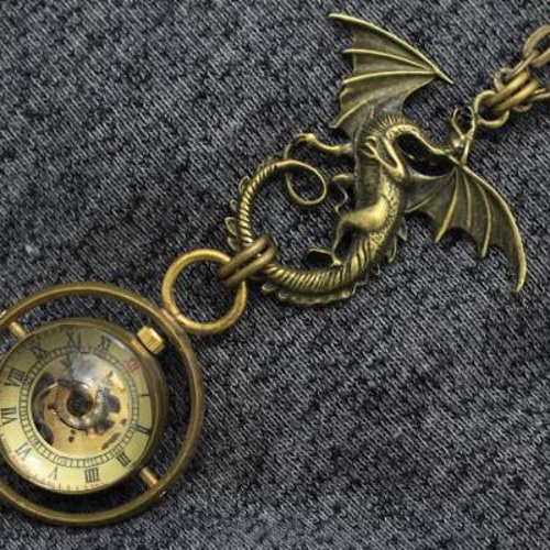 スチームパンク 西洋ドラゴンの球体時計 ネックレス・ペンダント