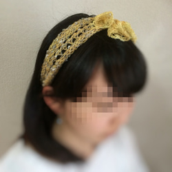 透かし編み ヘアバンド 2枚目の画像