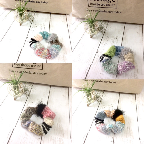 ニットカラフル冬シュシュ シュシュ M＊aco 通販 6302981｜Creema