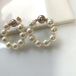 〜SWAROVSKI Perl〜cream white×brown 2枚目の画像