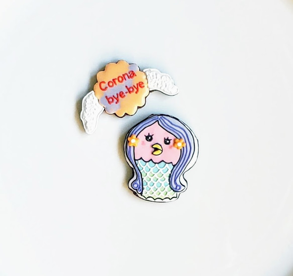 【歌舞伎俳優のブログにのった】かなりかわいいアマビエちゃんチョコアイシングクッキー 2枚目の画像