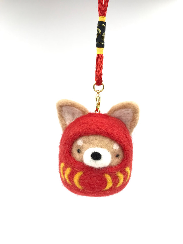 羊毛氈達磨柴犬匙扣 Needle Felted Daruma Shiba Inu Charm 第2張的照片