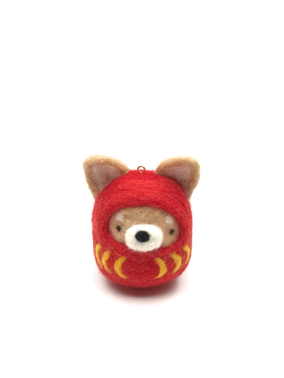 羊毛氈達磨柴犬匙扣 Needle Felted Daruma Shiba Inu Charm 第3張的照片