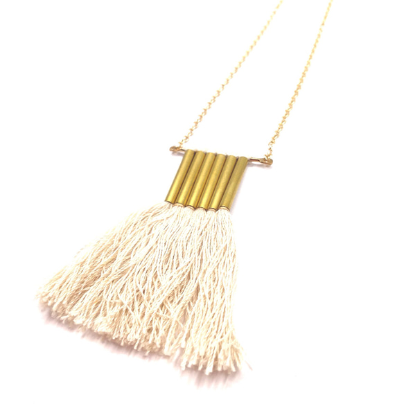 黃銅管流蘇項鍊 Brass Pipe Fringe Necklace 第2張的照片