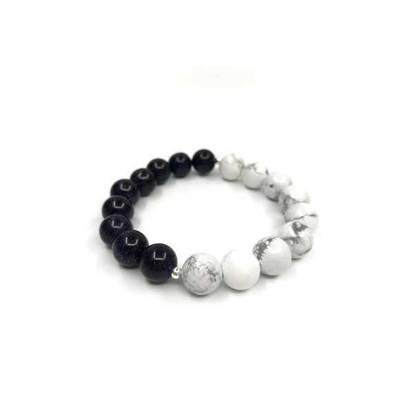 Howlite and Blue Sandstone Bracelet 10mm 白紋石/藍沙石手鍊 10mm 第4張的照片