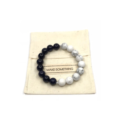 Howlite and Blue Sandstone Bracelet 10mm 白紋石/藍沙石手鍊 10mm 第5張的照片