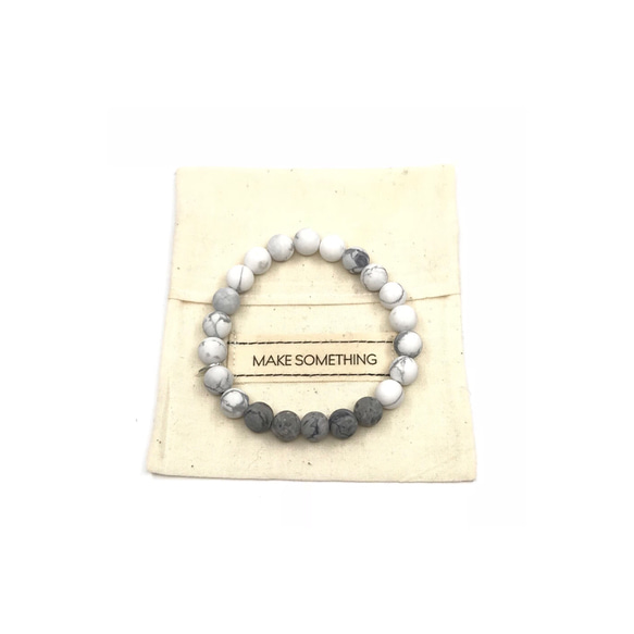 Matt Howlite/Picture Jasper Bracelet 8mm 磨沙白紋石/灰地圖石手鍊 8mm 第3張的照片