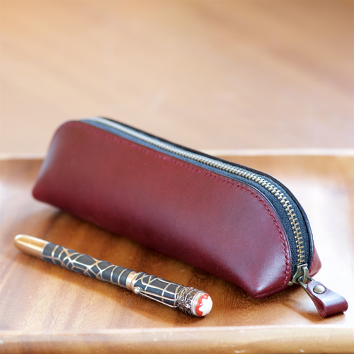 革のファスナーペンケース カラーオーダー ペンケース 革小物yoshii