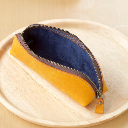 革のファスナーペンケース カラーオーダー ペンケース 革小物yoshii