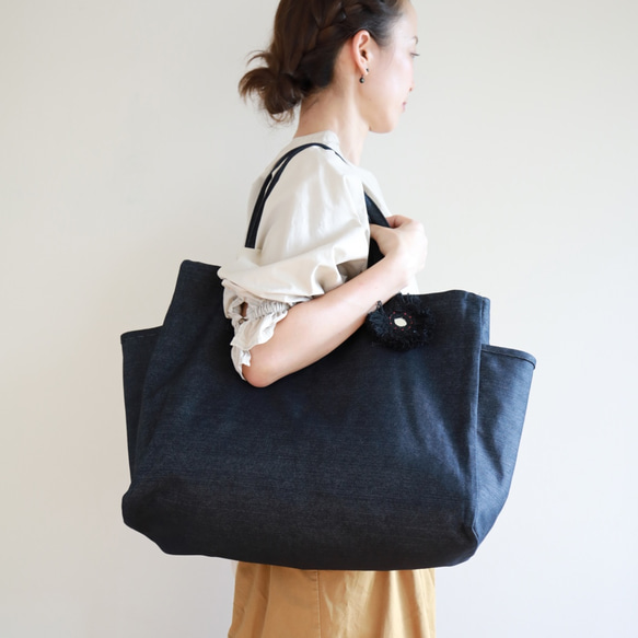 Family Bag / black denim 3枚目の画像