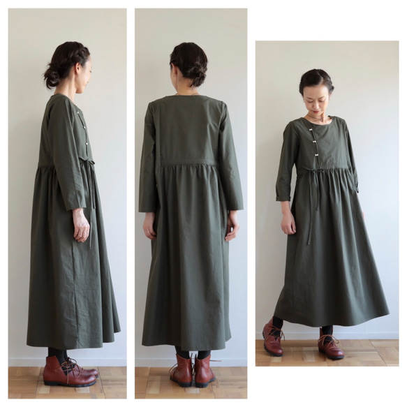 cherry dress / khaki 3枚目の画像