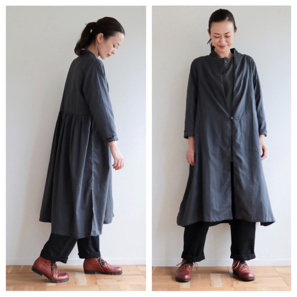 CHIAN long gown Linen cotton  /  gray 2枚目の画像
