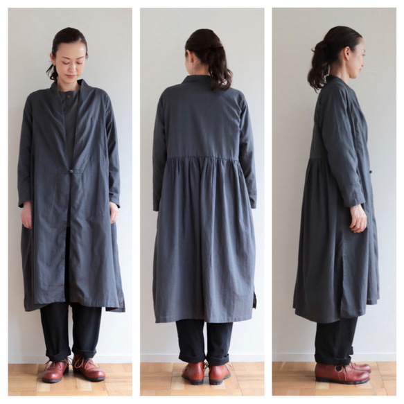 CHIAN long gown Linen cotton  /  gray 3枚目の画像