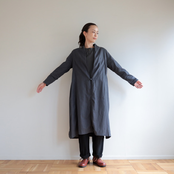 CHIAN long gown Linen cotton  /  gray 6枚目の画像