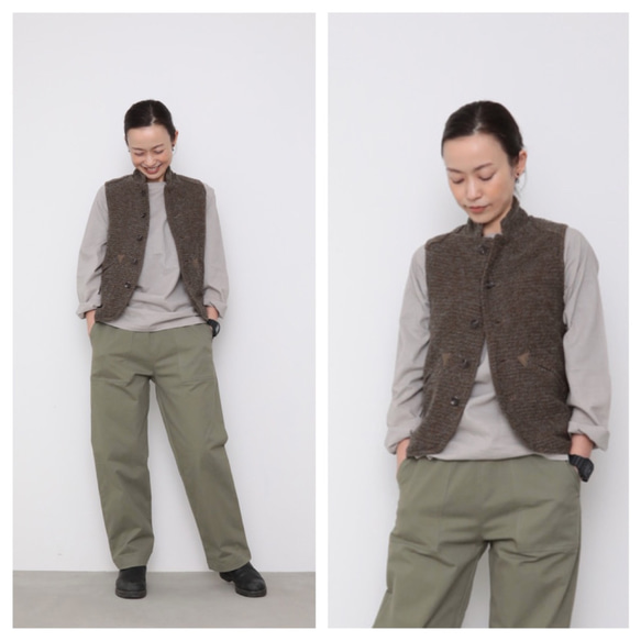 Ojisan vest Women size / brown 2枚目の画像