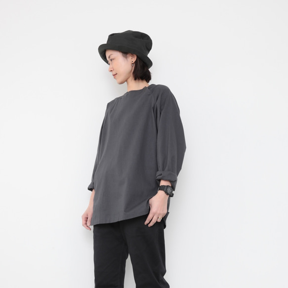 Genderless pullover shoulder button / GRAY / size L 1枚目の画像