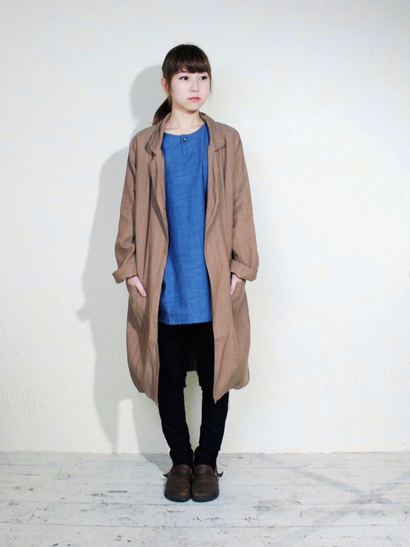 omake/ semi chester cort linen/brown 2枚目の画像