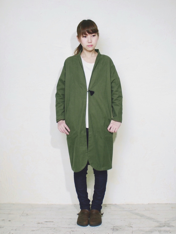 omake/monk coat long/ Grass green 1枚目の画像