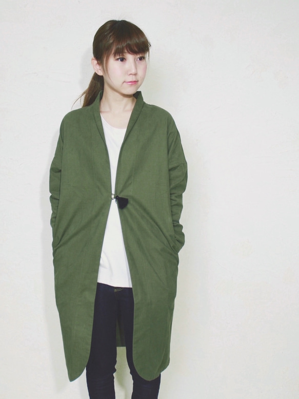 omake/monk coat long/ Grass green 3枚目の画像