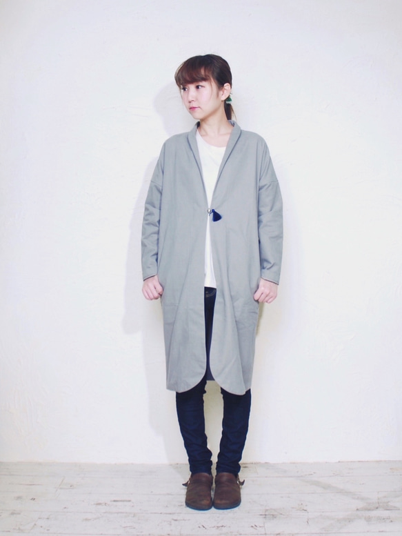 omake/monk coat long/  White gray 1枚目の画像