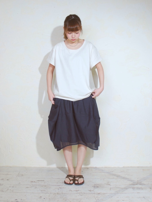 omake/ balloon skirt / navy 2枚目の画像