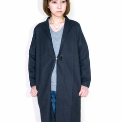 monk coat long/ dark navy 第2張的照片