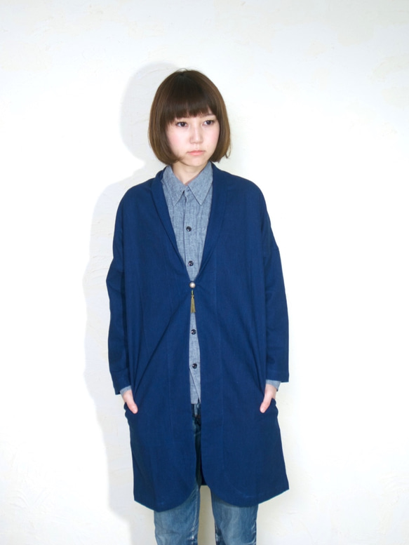 monk coat short/ indigo 1枚目の画像