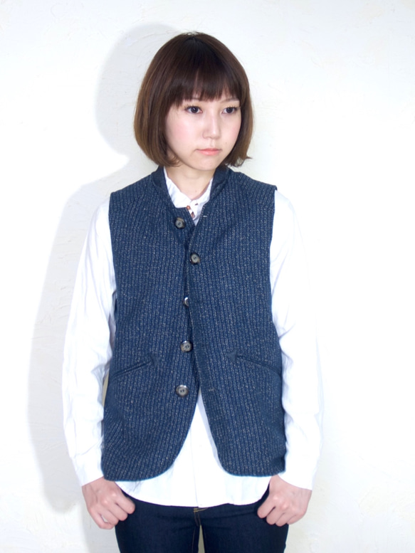 ojisan vest Women size/ blue 第1張的照片