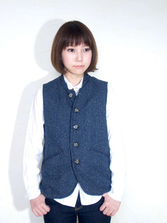 ojisan vest Women size/ blue 第3張的照片