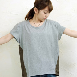 omiso Tops/ s/ gray×khaki 2枚目の画像