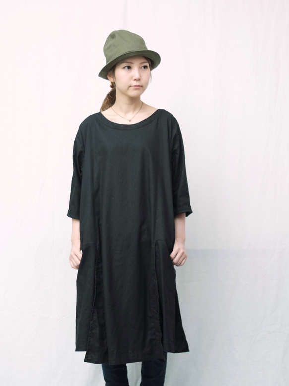 Ao Dai OP/ linen black 2枚目の画像