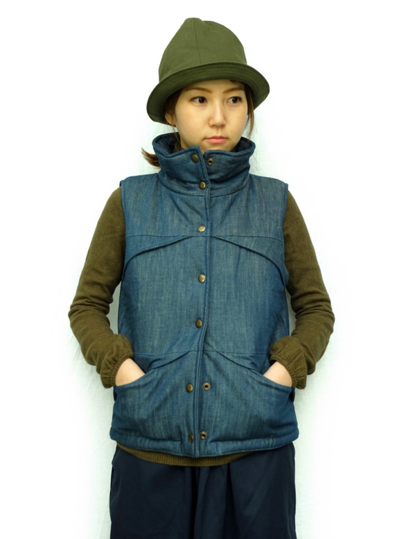 omake/88 vest/lady`s light denim 1枚目の画像