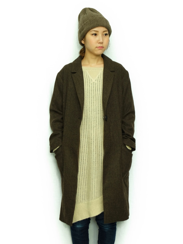 Double button Coat/ dark brown 1枚目の画像