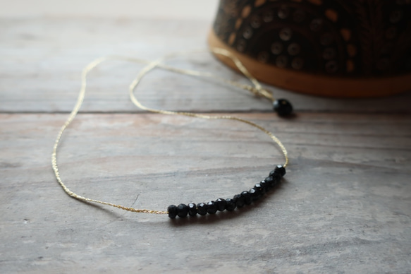 Line necklace/Black spinel 2枚目の画像