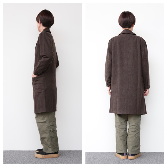 Double button Coat / dark brown 4枚目の画像