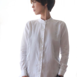 Pintuck band collar shirt / white 1枚目の画像